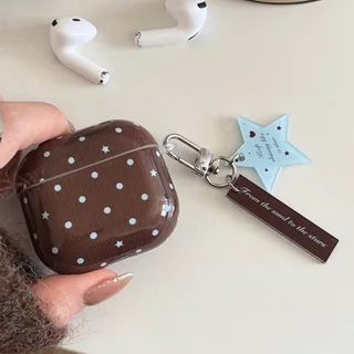เกาหลีน่ารักสีน้ําตาลสีฟ้า Polka Dot หูฟังสําหรับ Apple Airpods Pro 2 3 4 ฝาครอบ Star จี้สําหรับ Airpod Pro3 ชุดหูฟัง Funda