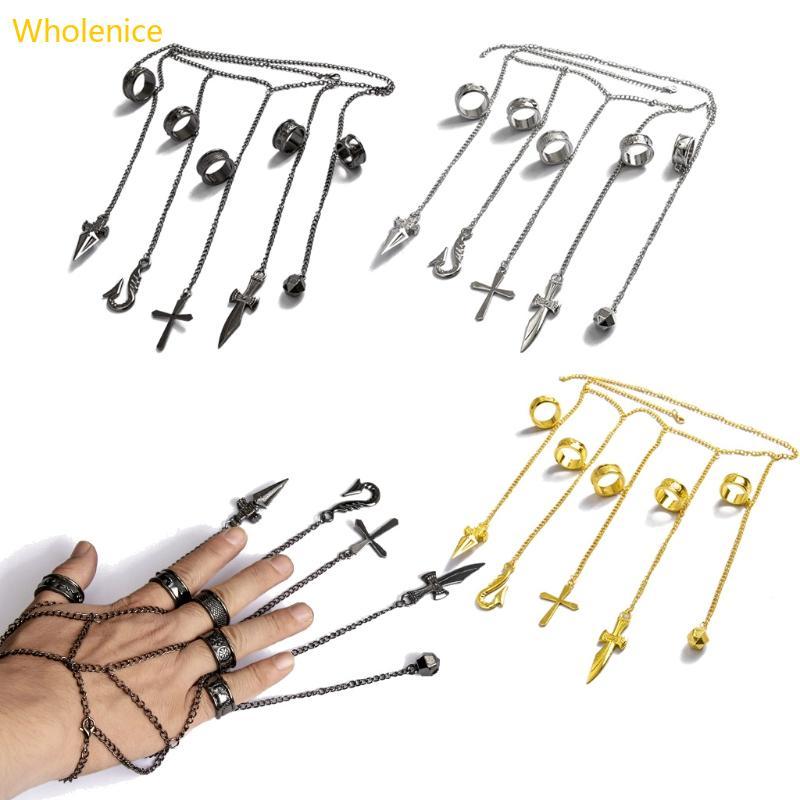 WHOL Five Rapers Kurapika Chains Bracelet Full-five Fingers Rings