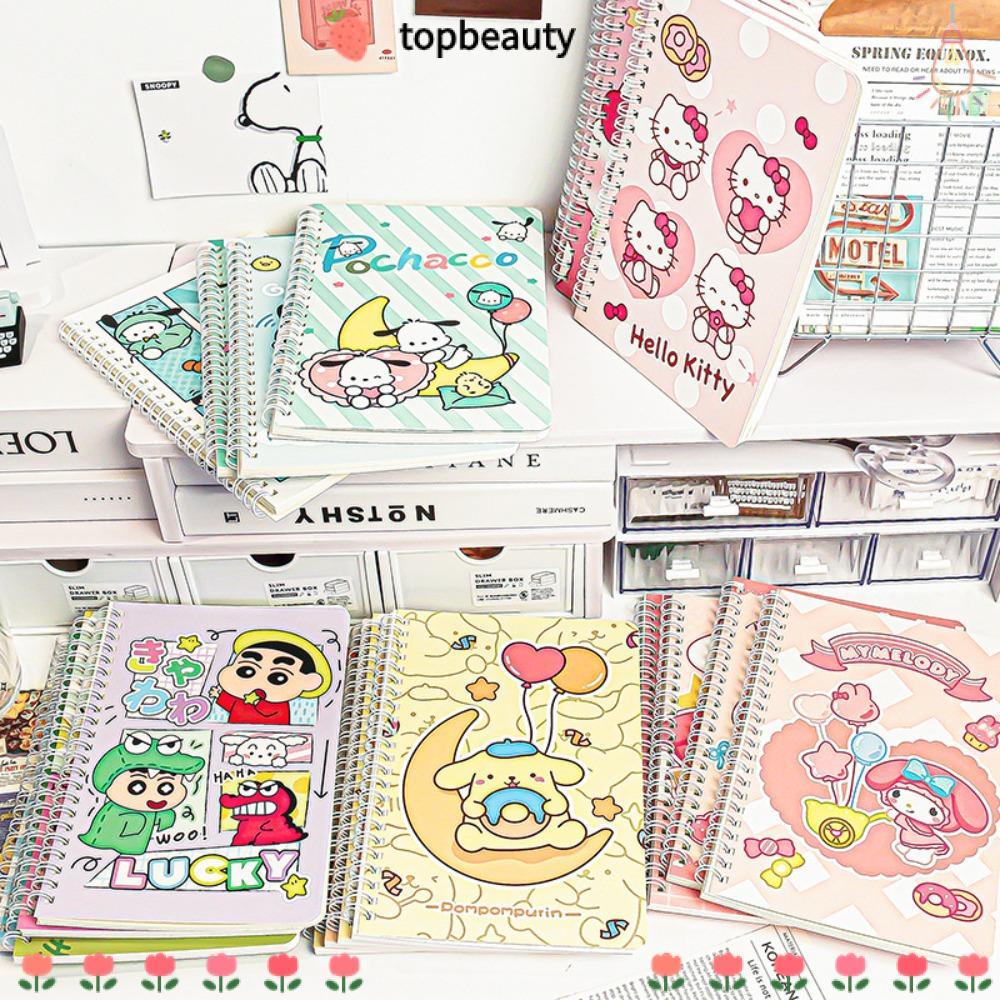 TOPBEAUTY Sanrio Hand Book, Diary Planner A7 Weekly Diary Notepad, แฟชั่นของขวัญเด็กที่ถอดออกได้ Coil Book