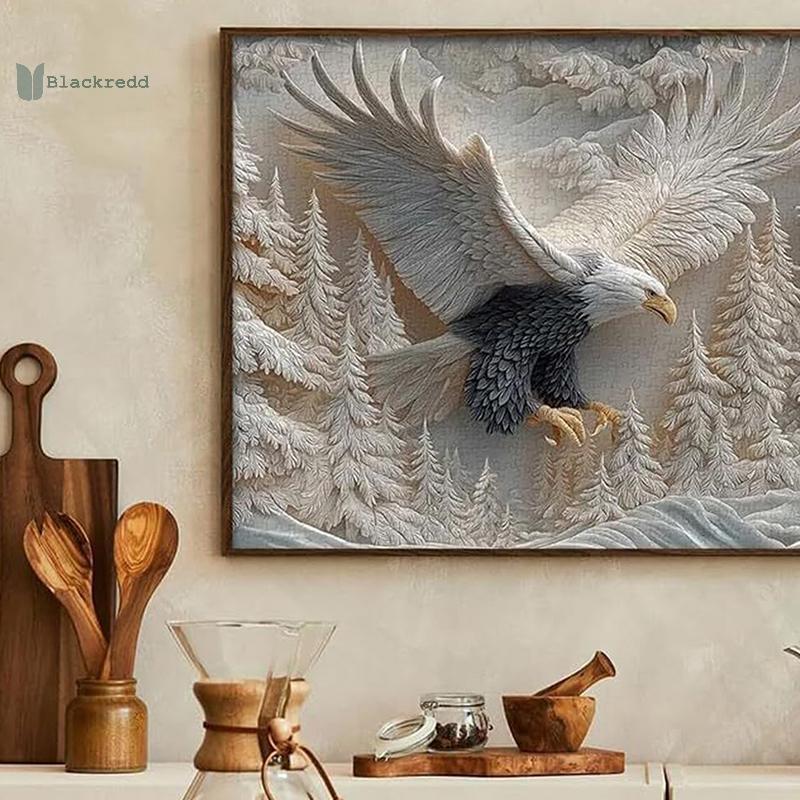 BRED จิ๊กซอว์ Eagle แกะสลัก 1000 ชิ้นเกมปริศนาท้าทาย Eagle Wildlife Art ออกแบบเกมปริศนาสําหรับครอบครัวกิจกรรมตกแต่งบ้านของขวัญคริสต์มาส