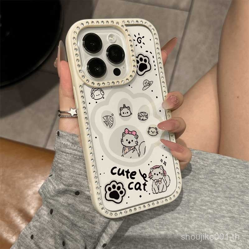 แฟลชเพชรกรอบเคสโทรศัพท์ลายกรงเล็บแมวเข้ากันได้ไอโฟน15121113141615PROMAX14PROMAX16PLUS14PLUS14PRO12PR