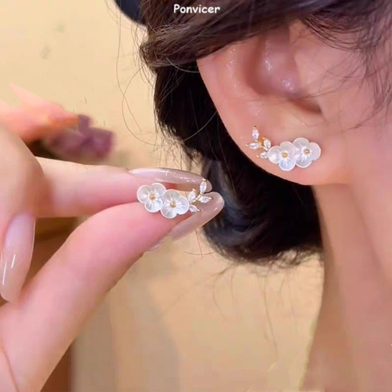 [COD]🌸ประณีต ดอกไม้ ต่างหู ดอกพลัม อารมณ์ ผู้หญิง ระดับไฮเอนด์ เรียบง่าย