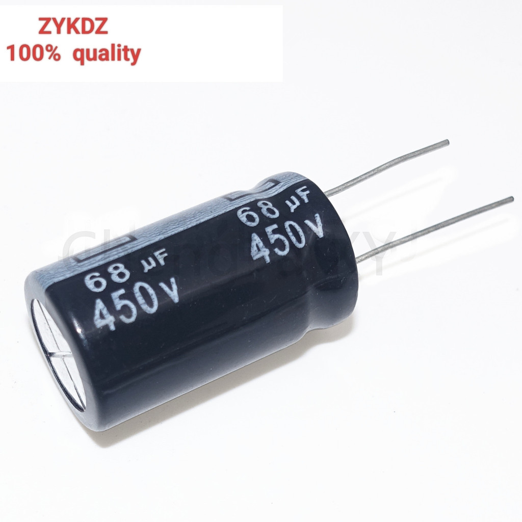 5PCS 450V68UF 18x25 มม.ตัวเก็บประจุอลูมิเนียมอิเล็กโทรลีติค 68UF450V