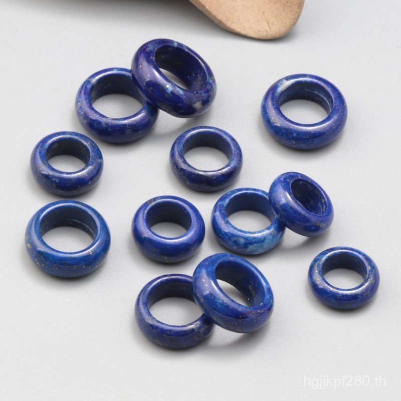 สร้อยข้อมือขนาดใหญ่และแหวน Lapis Lazuli พร้อมของตกแต่ง DIY Handmade