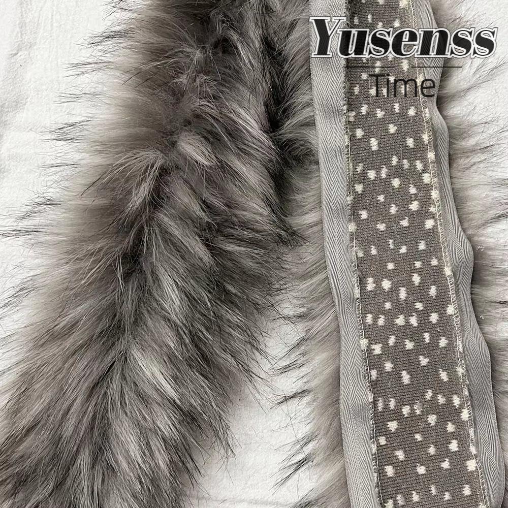 YUSEN ปลอกคอขนสัตว์ขนาดใหญ่, แรคคูนเลียนแบบ 1M Fluffy Trim, DIY เสื้อผ้าอุปกรณ์เสริมแถบขนสัตว์เทียมตกแต่ง