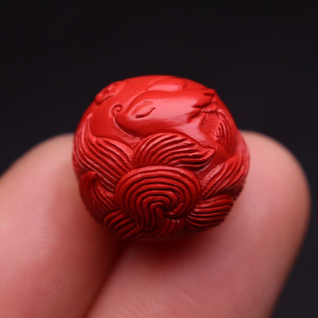 Cinnabar Bracelet Nine-tailed fox pattern beads loose beads spacer beads bracelet DIY