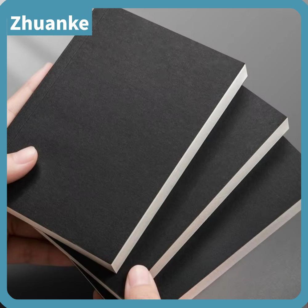 ZHUANKE สมุดจดขนาดเล็ก, สมุดบันทึกตารางเปล่าเส้นกระเป๋า A6, สมุดบันทึกปกกระดาษคราฟท์หน้าด้านในหนาสมุ