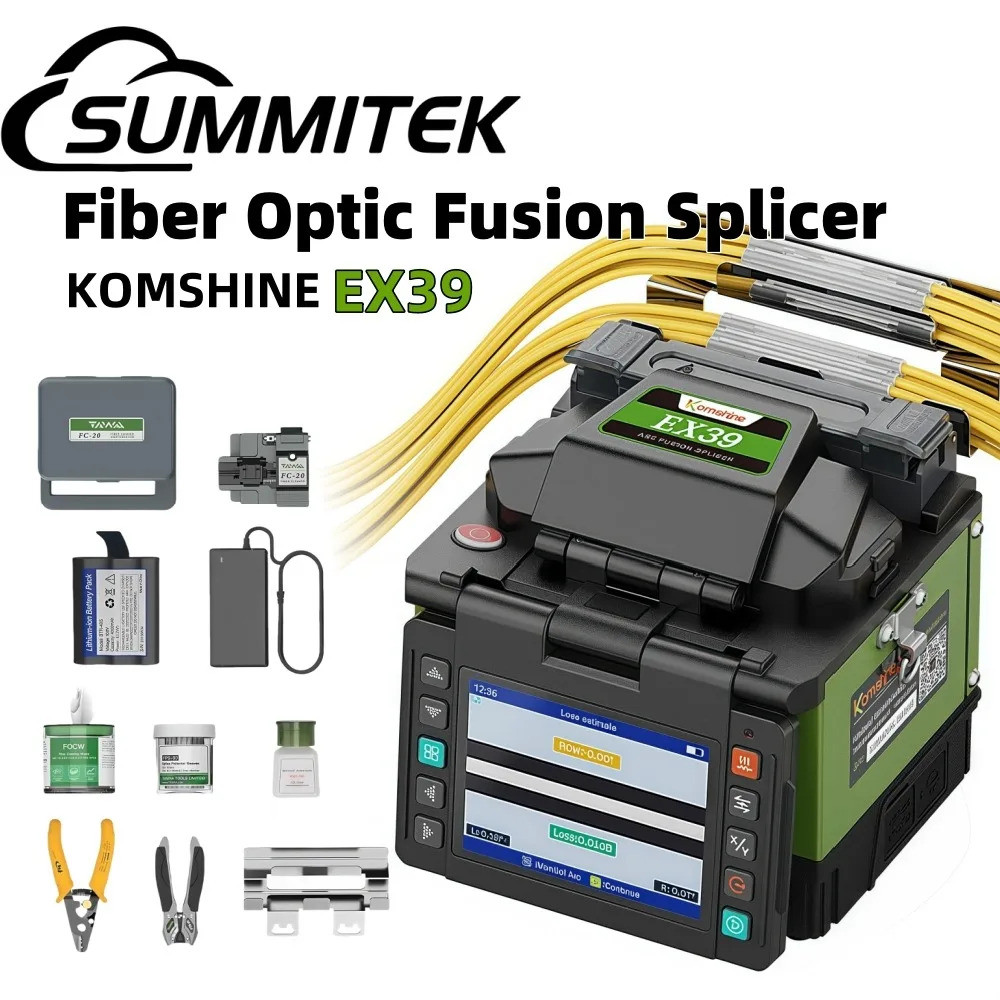 ใหม่ Komshine Ex39 Fiber Optic Fusion Splicer Fusionadora Fibra Optica 8s Fast Splice Core Alignment
