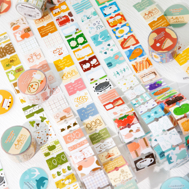 ไดลี่|Line กระดาษสังเคราะห์กระพริบทราย Die-Cut เทป Graffiti ไดอารี่ Cloud วัสดุสติกเกอร์คู่มือ diy วัสดุตกแต่ง Collage คู่มือสติกเกอร์