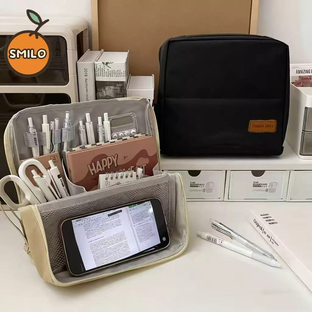 SMILO ซองใส่ปากกา กล่องดินสอ กระเป๋าอเนกประสงค์ หลายช่อง ขนาดใหญ่ กล่องดินสอหรือใส่ของได้
