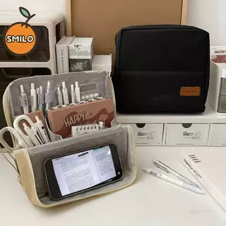 SMILO ซองใส่ปากกา กล่องดินสอ กระเป๋าอเนกประสงค์ หลายช่อง ขนาดใหญ่ กล่องดินสอหรือใส่ของได้