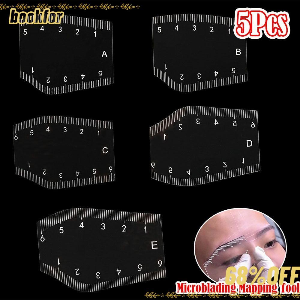 BOOKFOR 5 ชิ้นวาดคิ้ว Desgin ไม้บรรทัด, Shaping Reusable Eyebrow Tattoo ไม้บรรทัด, ของขวัญ Fast PVC แต่งหน้าวาดคู่มือไม้บรรทัด Tattoo Supplies
