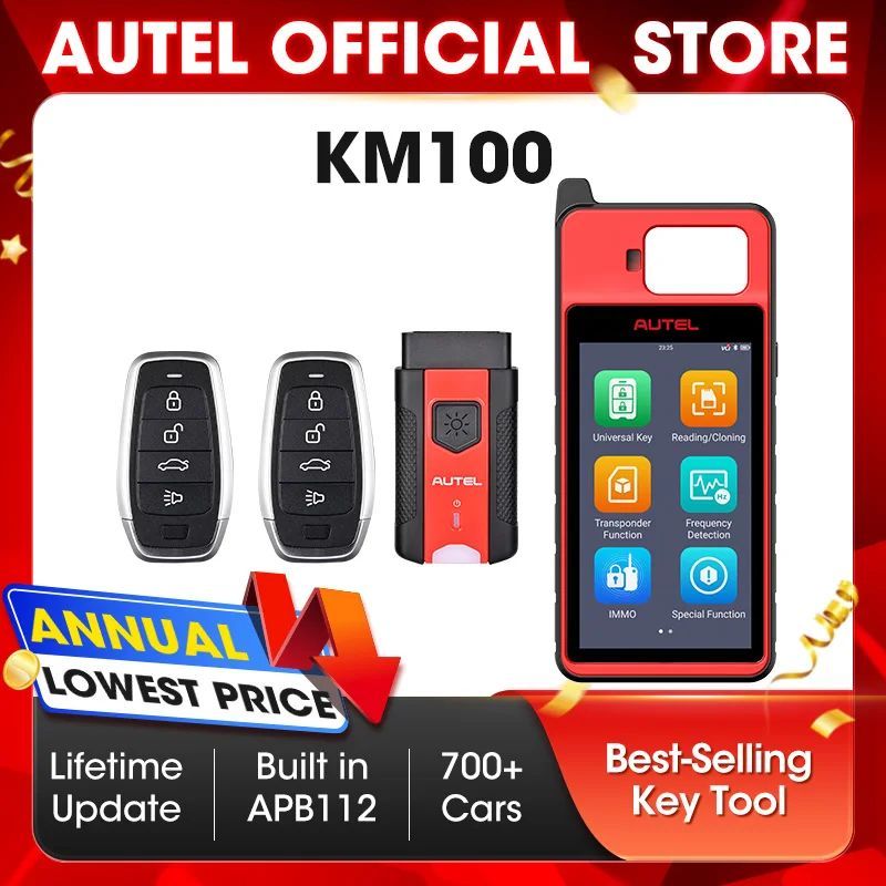 Autel KM100 โปรแกรมเมอร์ที่สําคัญ V200 Universal Key Generator อัปเดตฟรีอายุการใช้งาน PK IM508 IM608