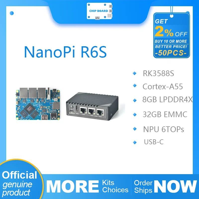 Friendly Nanopi R6S บอร์ดพัฒนา RK3588S Dual 2.5G พอร์ตเครือข่าย Gigabit 8G32GB การคํานวณขอบ 8K60P