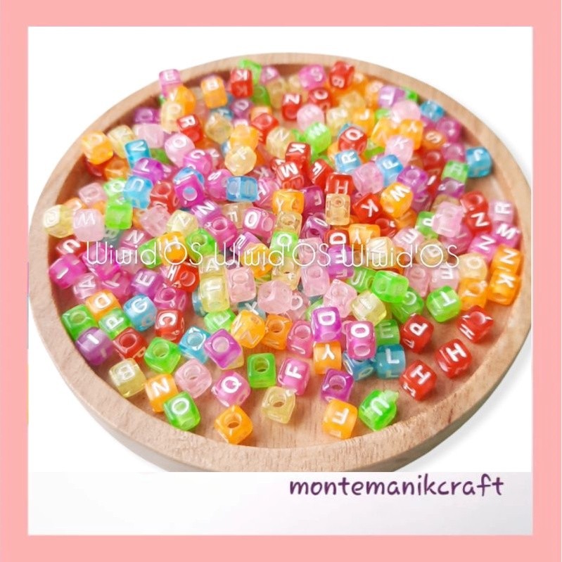 BEADS (100 BJ) 5 มม. CLEAR SQUARE LETTER BEADS MONTANIK CRAFT