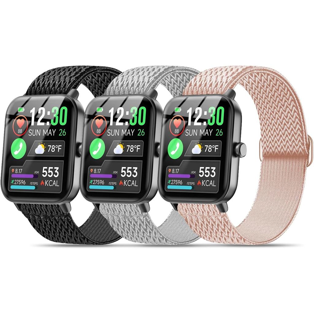 3 แพ็คไนลอน Elastic Band ใช้งานร่วมกับ GloryFit T80/T70/T60/T50/P99/P98 Smartwatch,22 มม.นุ่ม Breath