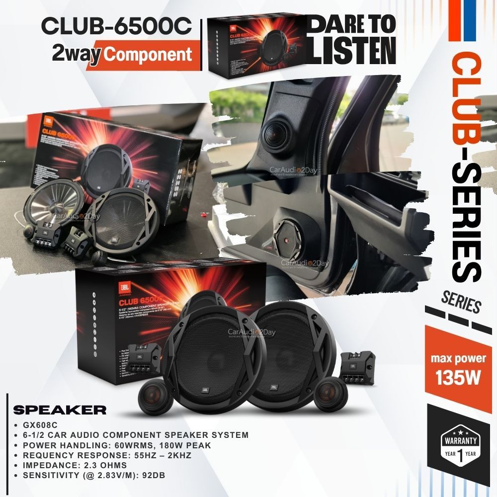 [ลำโพง JBL ของแท้100%] JBL CLUB6500C ลำโพงติดรถยนต์ แยกชิ้น coaxial 6.5นิ้ว 180watts