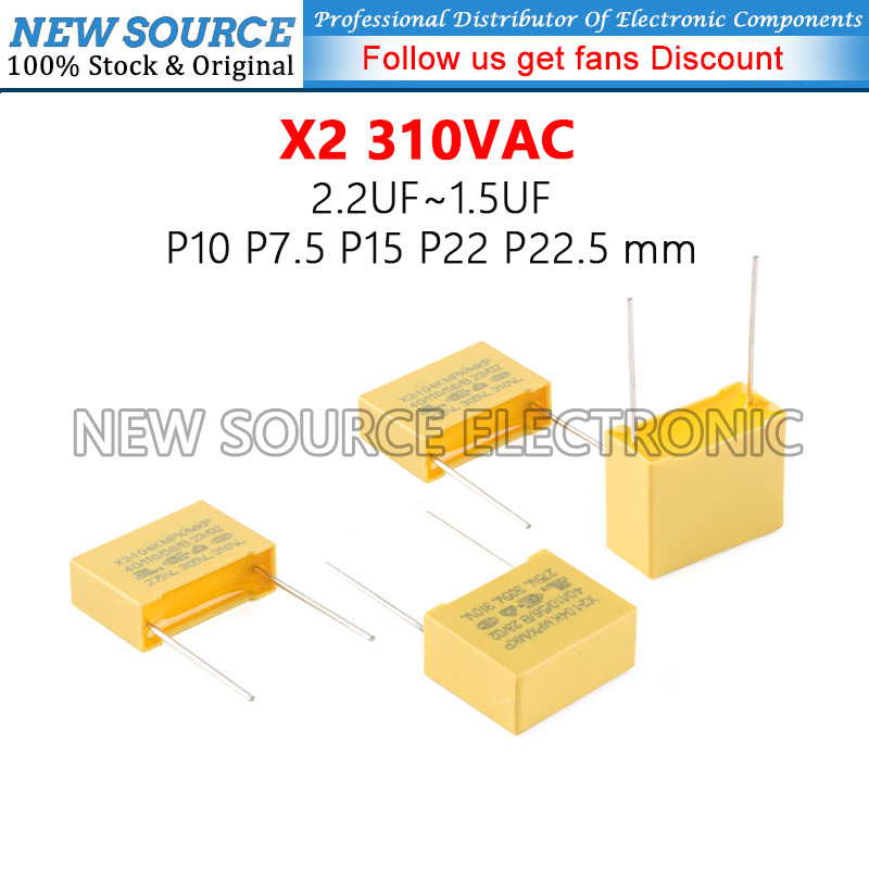 [1-10 ชิ้น] X2 310VAC 1UF ตัวเก็บประจุนิรภัย 2.2UF 0.1UF 0.22UF 0.047UF 0.56UF 0.82UF 0.022UF 1.5UF 