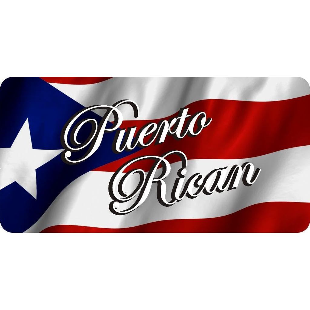 Puerto Rican Script On ป้ายทะเบียนภาพถ่ายธง Puerto Rico