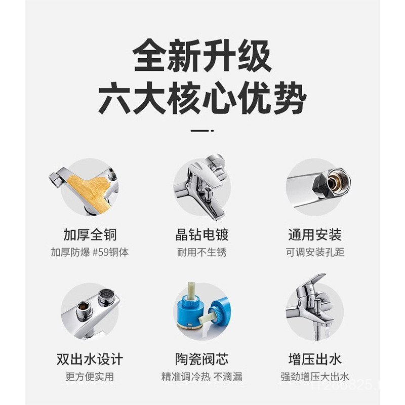 Triple All Copper Faucet วาล์วผสมสวิตช์ผสม 6024 ก๊อกน้ําร้อนและเย็นห้องน้ําก๊อกน้ําฝักบัวอ่างอาบน้ํา