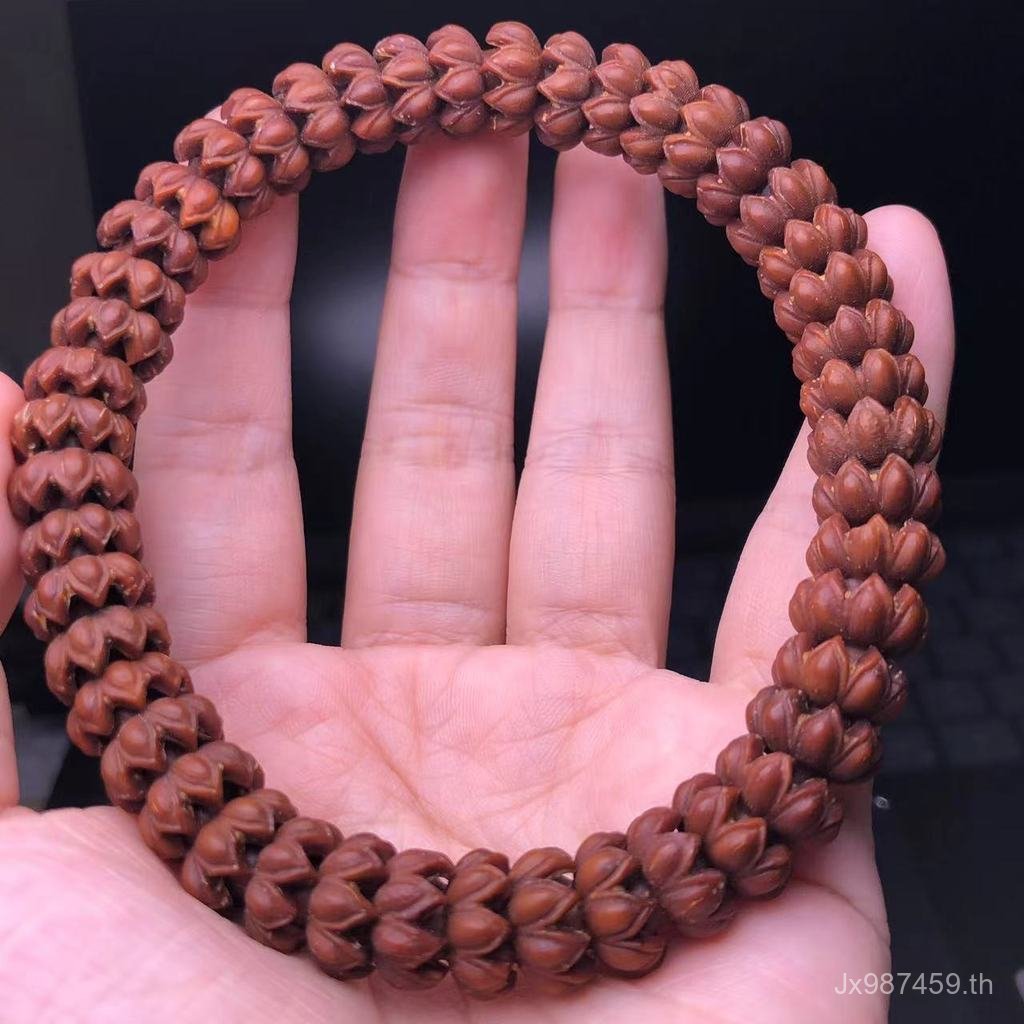 สร้อยข้อมือสีม่วงโกลเด็นหนู ขนาด 12 มิลลิเมตร แกะสลักเป็นล๊อตัส พร้อมลายมังกร และกรงเล็บ FD9