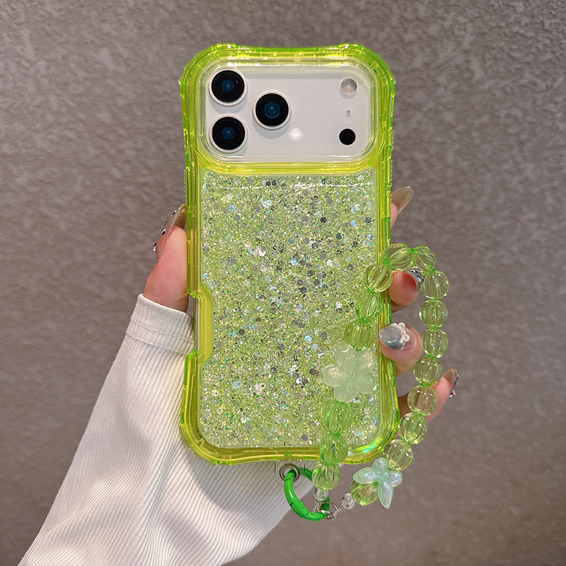 Gradient Glitter Blingเคสโทรศัพท์สําหรับiPhone 17 AIR 17 Pro Maxกันกระแทกสายรัดข้อมือ