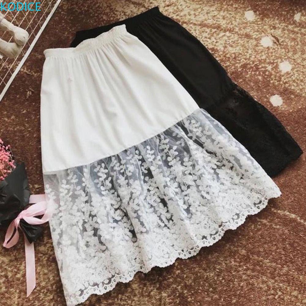 KODICE ความปลอดภัยกระโปรง Petticoat, Cheongsam ดอกไม้ลูกไม้ Underkirt Slips, นุ่ม Anti-glare Hight เอว Streetwear ซับใน Petticoat ผู้หญิง Commuting