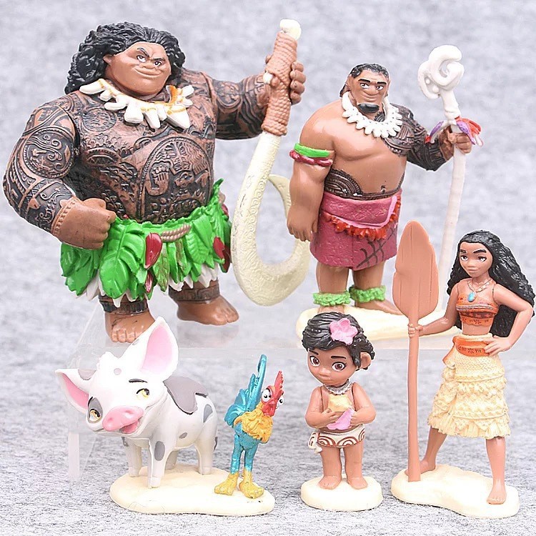 6 รูปแบบ Ocean Romance Moana Moana Princess Moana Moana Moai ของเล่นรูปตุ๊กตาตกแต่งเค้ก