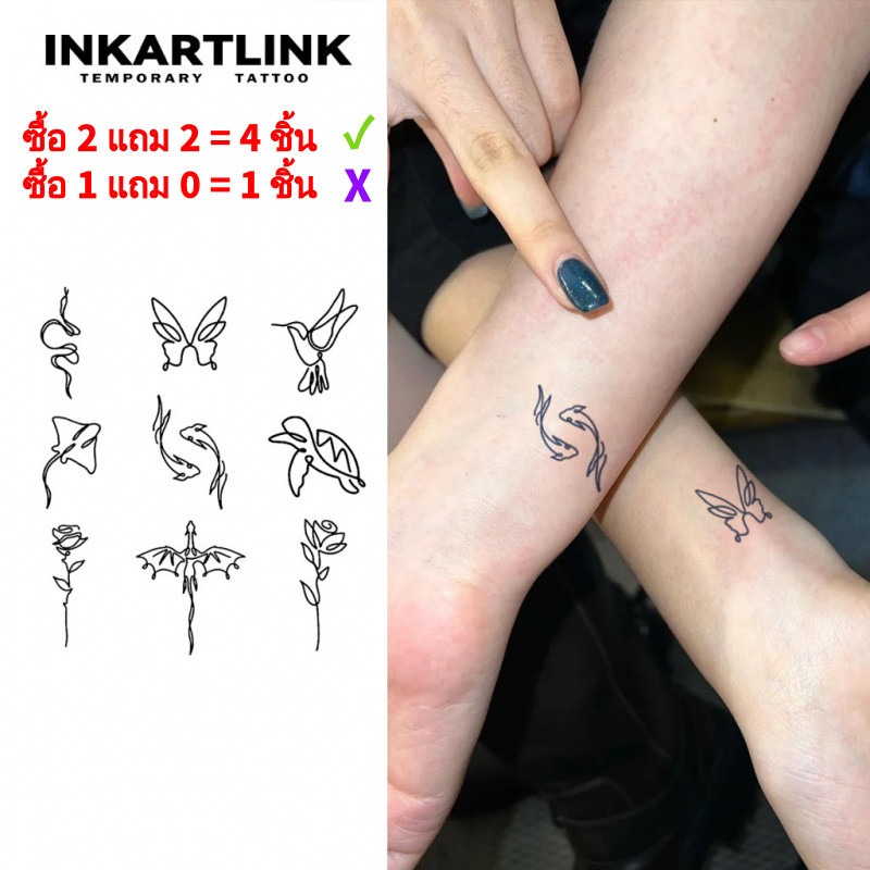 Inkartlink Butterfly สติ๊กเกอร์รอยสักชั่วคราวสัตว์สไตล์มินิมอล, สติ๊กเกอร์รอยสักวิเศษกันน้ําติดทนนาน, รอยสักปลอมกึ่งถาวร