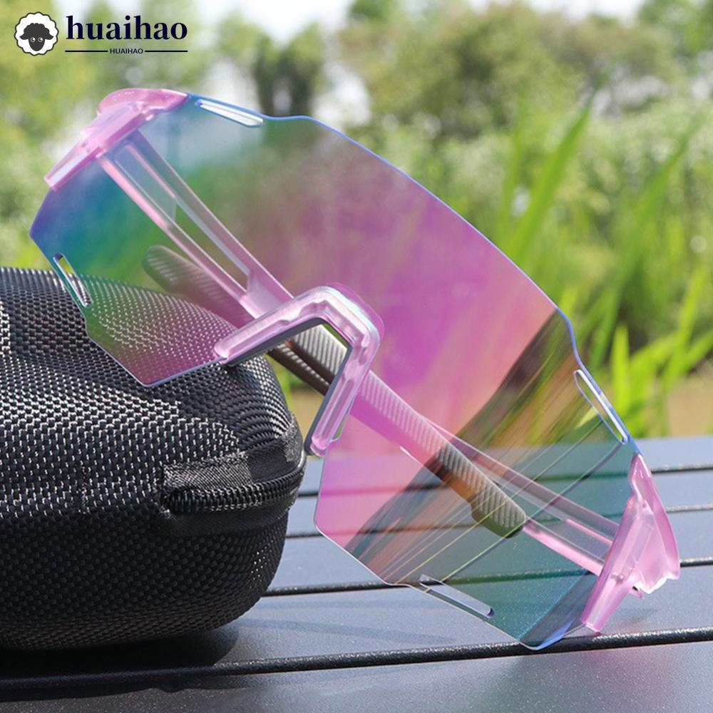 HUAIHAO แว่นกันแดด Photochromic สำหรับการขี่จักรยาน ป้องกันลมและUV400 ใช้ได้ทั้งชายและหญิง B7K1