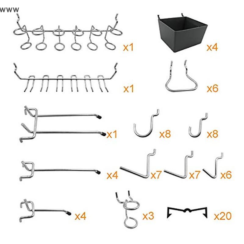 COD 81ชิ้นตะขอ pegboard คละแบบกับ pegboard ที่ล็อคเครื่องมือ