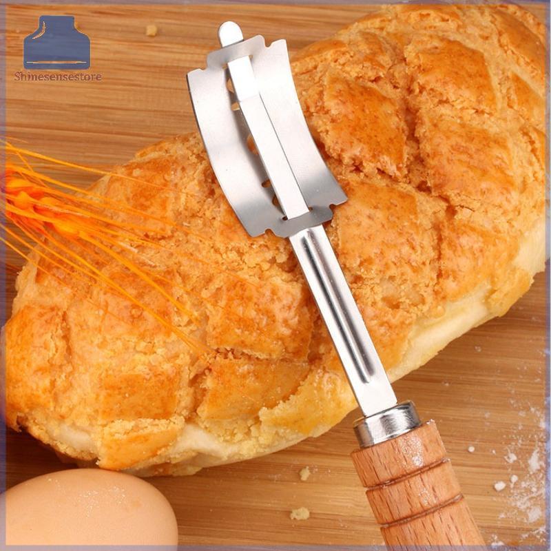 SHINE Dough Bread Pastry Cutter 5 ใบมีด Toast ขนมปังโค้งมีดไม้ Handle Bakers เบเกอรี่อุปกรณ์เสริม Pastry Spatulas TH