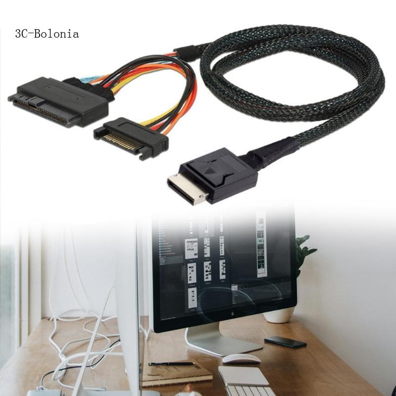 PC SFF-8611 4I ถึง PCIe SFF-8639 PCIE พร้อม 15Pin ชายสายเซิร์ฟเวอร์สําหรับ PC