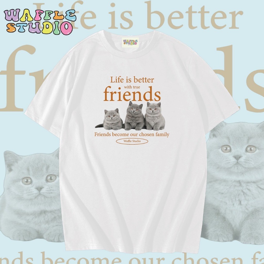 [ส่งฟรี 🔥 ] WS0266 เสื้อยืดโอเวอร์ไซส์ เสื้อยืดเกาหลี ผ้าคอตตอน เสื้อยืด WAFFLE STUDIOS-5XL