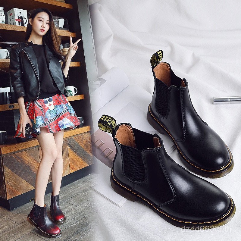 พร้อม! รองเท้าบูทมาร์ตินหนังวัวแท้ ส้นหนา ขนาดใหญ่ 34-46 สําหรับผู้ชาย และผู้หญิง TCX8