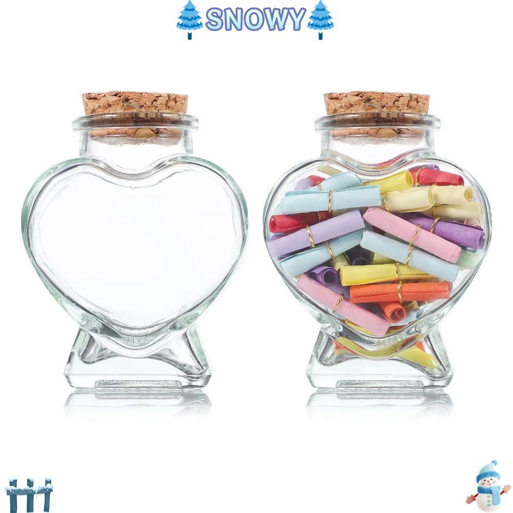 SNOWY Wishing Bottle, Peach Heart Shape Origami Stars Glass Bottle, Creative Craft Drift Bottle for 