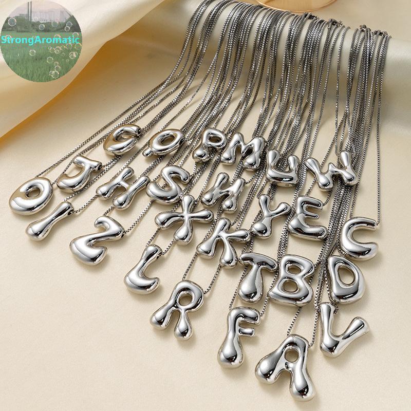 สร้อยคอบอลลูน chunky สำหรับผู้หญิง กับ 26 ตัวอักษร choker พร้อมห่วง personal jewelry ของขวัญพิเศษ TH