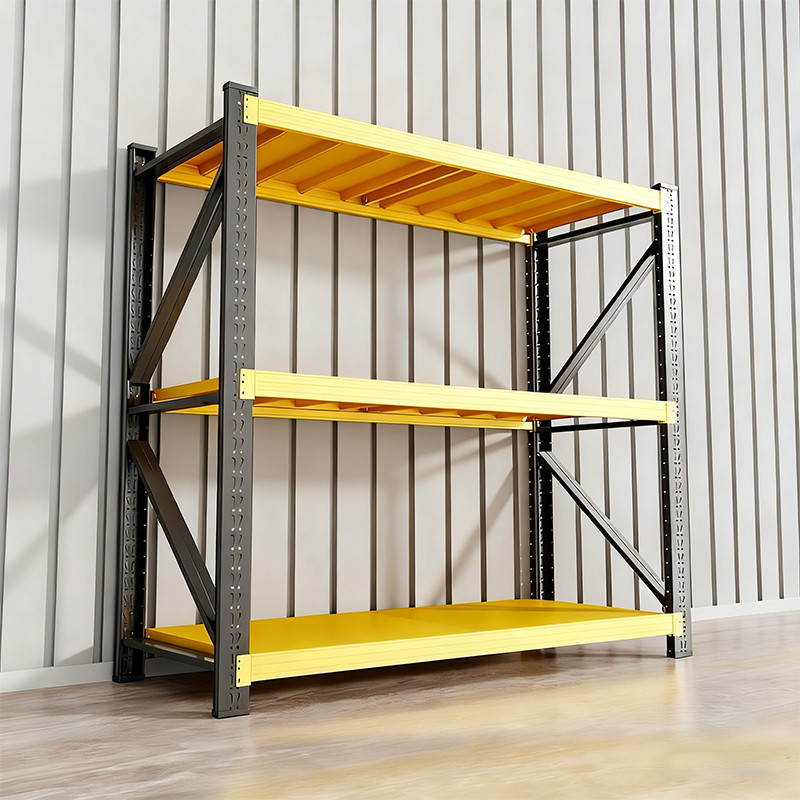 MOK Pro แร็คคลังสินค้า/พาเลท เหล็กหนา 800KG โครงค้ำยัน X กันชื้นกันสนิม สีดำเหลือง 100/150/200 สูงสุ