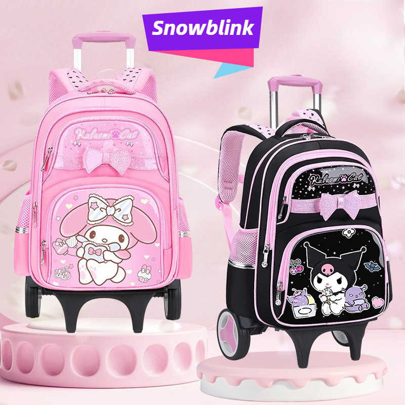 กระเป๋าเป้สะพายหลัง 2-in-1 สำหรับนักเรียน พร้อมล้อลาก น้ำหนักเบาทึดแต่ง่าย ความจุมากเหมาะสำหรับนักเรียนหญิง