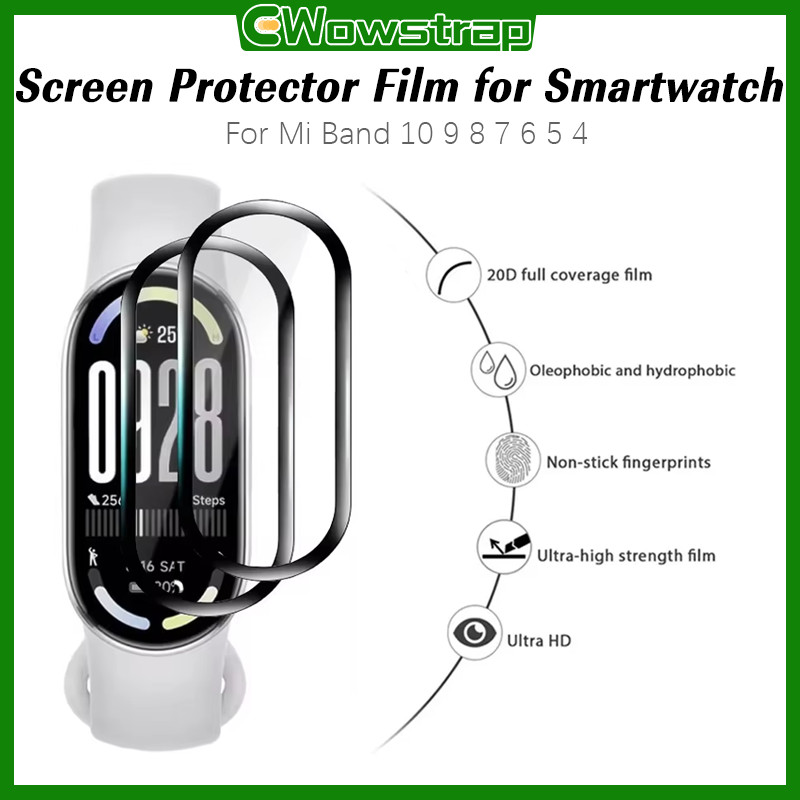 ฟิล์มกระจกนิรภัย for Xiaomi Mi Band 10 9 8 อุปกรณ์ป้องกันหน้าจอ for Smartwatch Mi Band 7 6 5 4