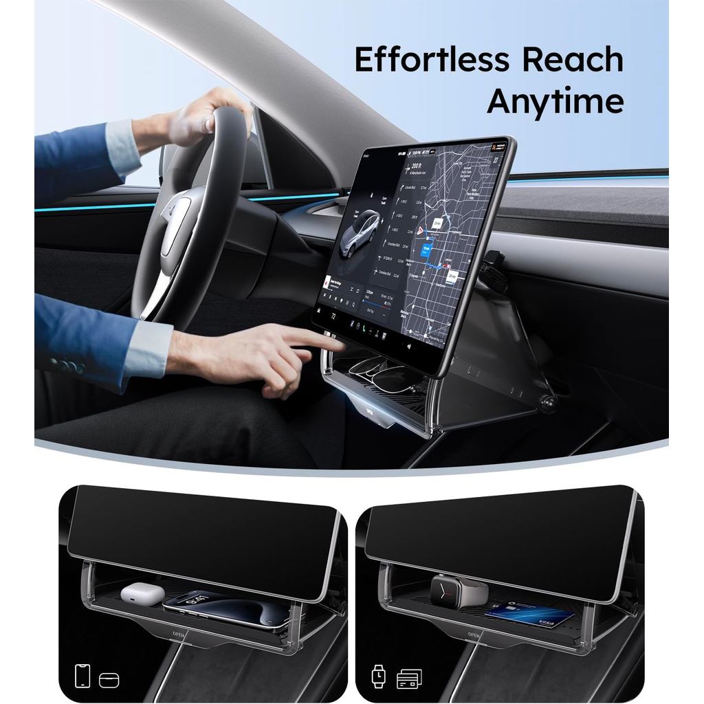 Wigoo Tesla Model Y Juniper Under Screen Storage Box [Hidden Design & Stable Installation] New Model
