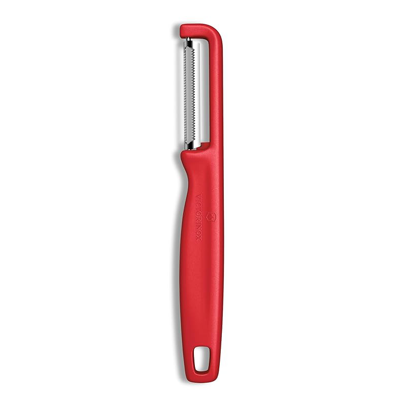 VICTORINOX Peeler - Dishwasher Safe, Vertical Peeler with Long-Lasting Sharpness, Wavy Blade, Red. H