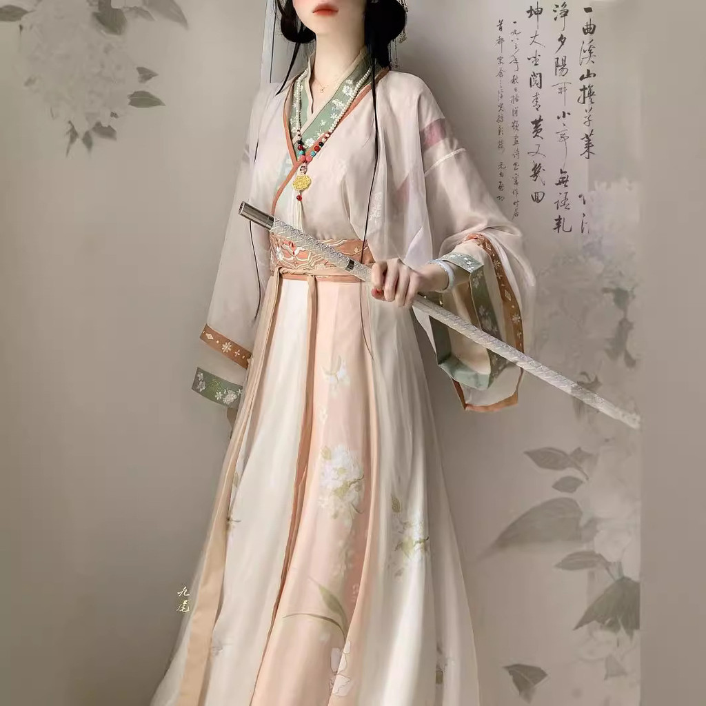 Qiu Sijin Made Hanfu ผู้หญิงข้ามคอเอวกระโปรงชิ้นเดียวกระโปรงหักทุกวัน Cool เครื่องแต่งกาย/H11.5