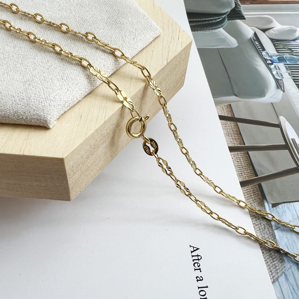 สร้อยคอกลิตเตอร์แบบโซ่กระดูก โซ่เงิน 925 ไม่มีจี้ ดีไซน์เรียบหรู ราคา ถูกที่สุด ดีลบีเคเค แกลเลอรีภาพที่ 7