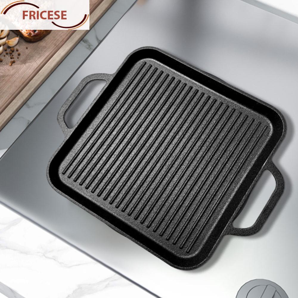 11in Cast Iron Griddle Square Grill Plate Griddle Pan Skillet สําหรับแก๊สเตาตั้งพื้นเตาอบหรือเปิดไฟส