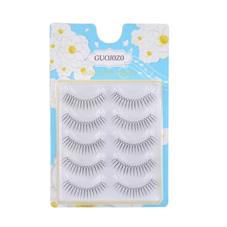 ขนตาปลอม Wispy ธรรมชาติรูปตัว U นํากลับมาใช้ใหม่แต่งหน้าตาเกาหลีการ์ตูน 5 คู่