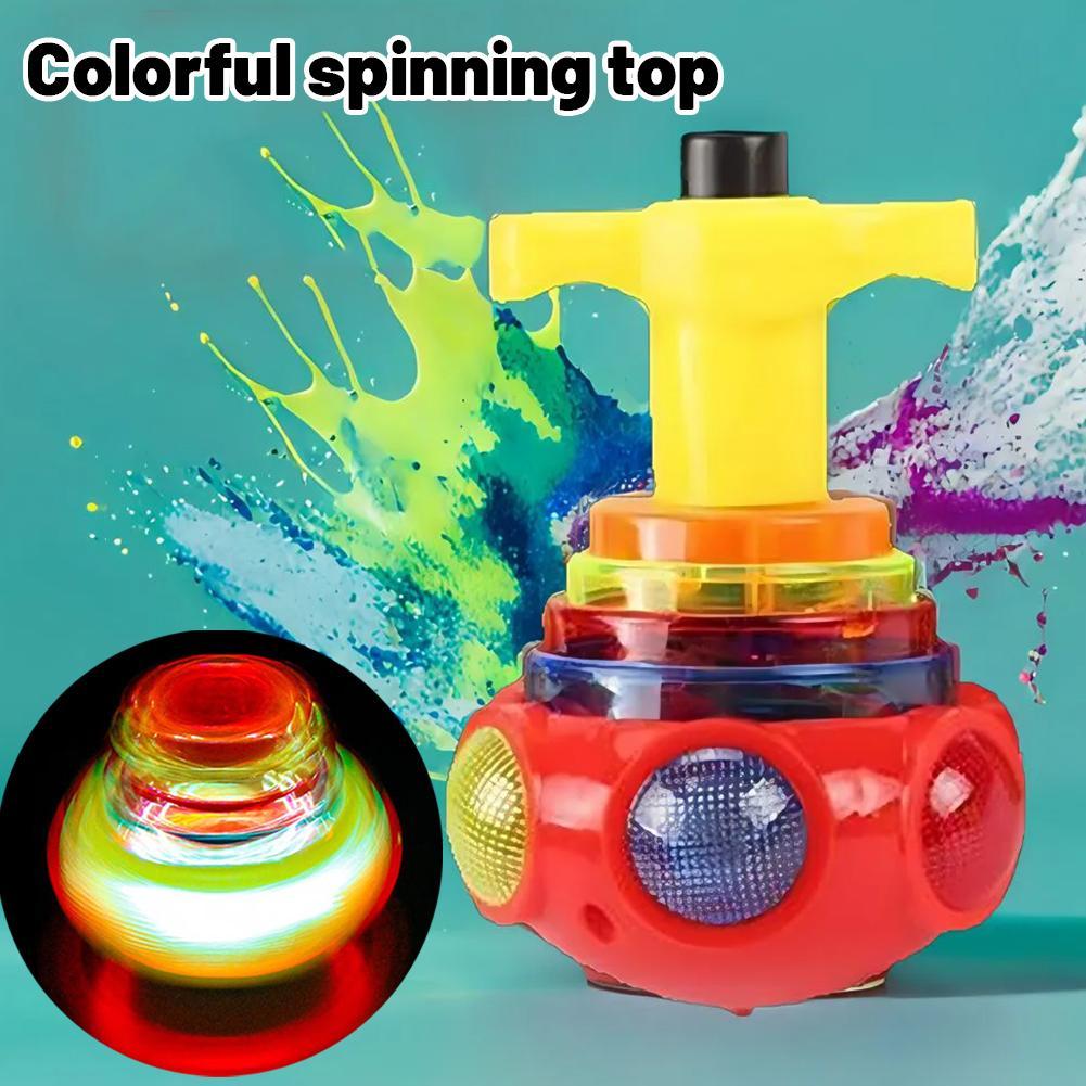 ไฟฟ้า Led Spinning Top สัตว์น่ารักตัวเลขการกระทํากระพริบเพลง Launcher Night H7p7