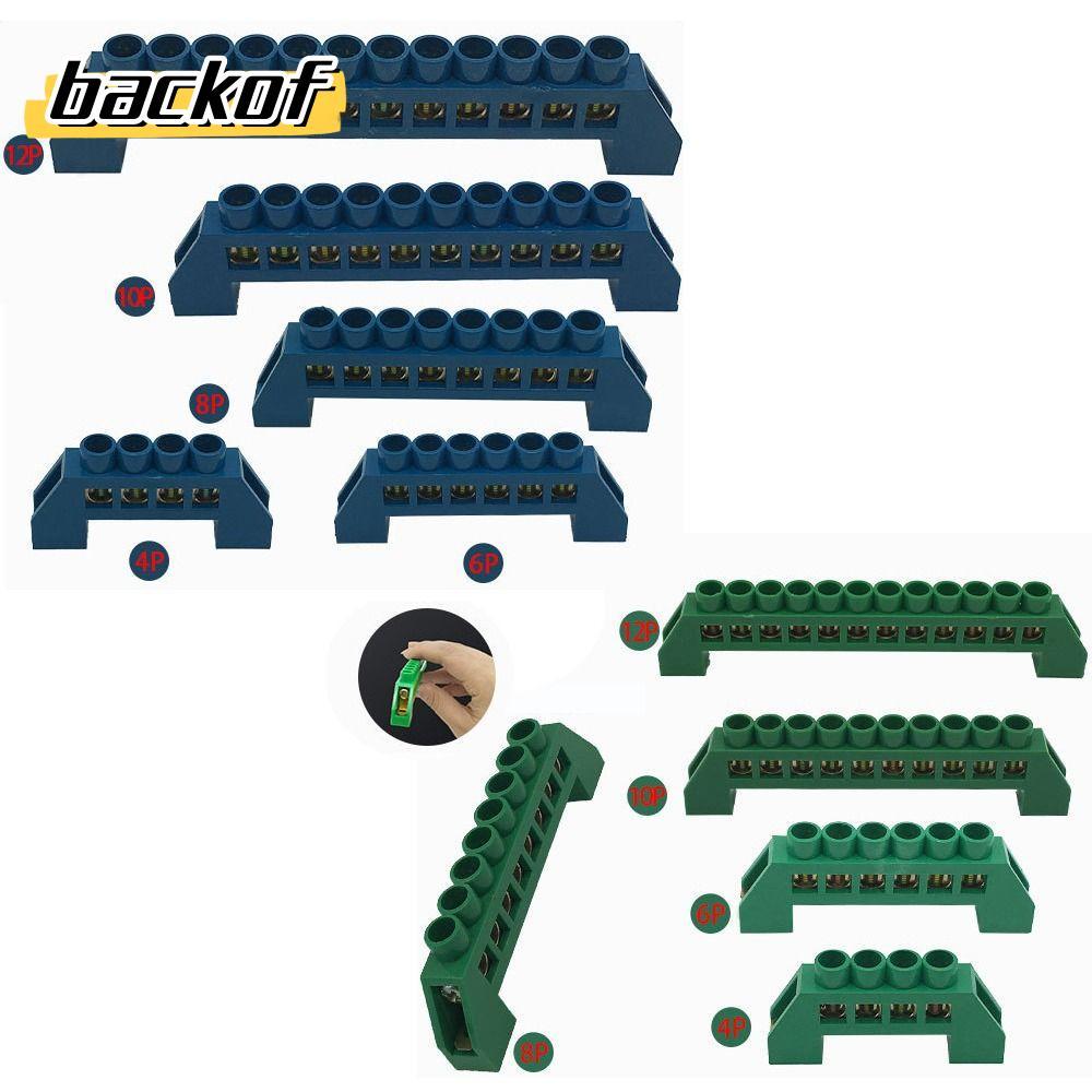 BACKOF ทองเหลืองสกรู Grounding Bridge Terminal, Blue Green Zero Line และ Neutral Block Connector, 4P