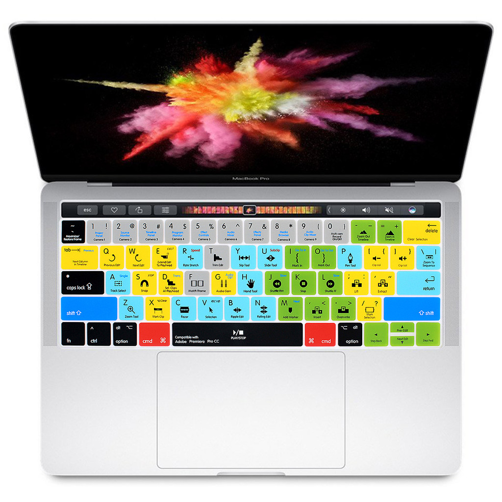 Adobe Premiere Pro CC Hotkey Shortcut Silicone Keyboard Cover Keypad Skin for Macbook Pro13 15Touch 