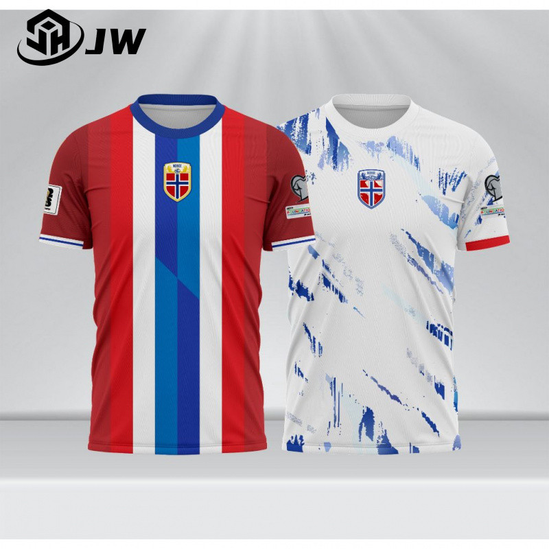 เสื้อยืดแขนสั้นพิมพ์ลาย 3D รอบคอ ดีไซน์ Norwegian 2025 World Cup One Quarter Finals